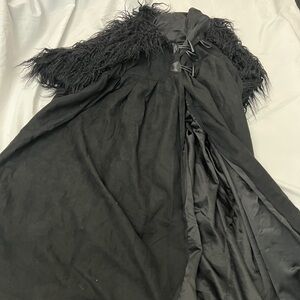 Elegant Black Fur trim Cape Halloween